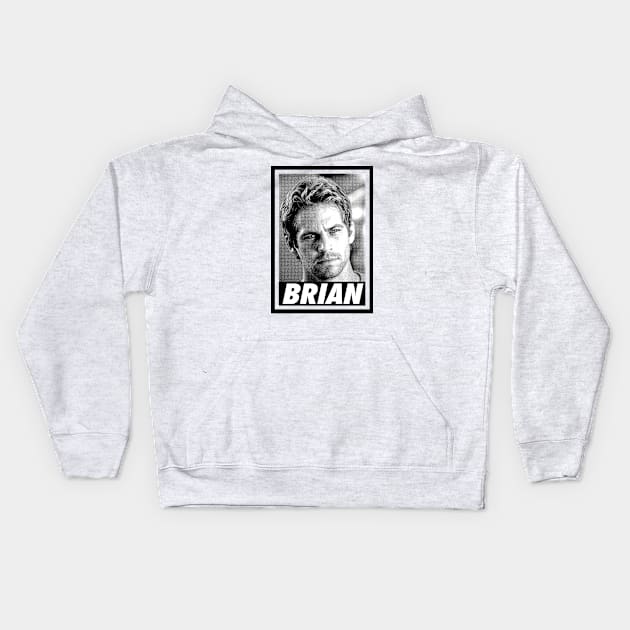 Paul Walker - Brian - Portrait retro Kids Hoodie by DoctorBlue